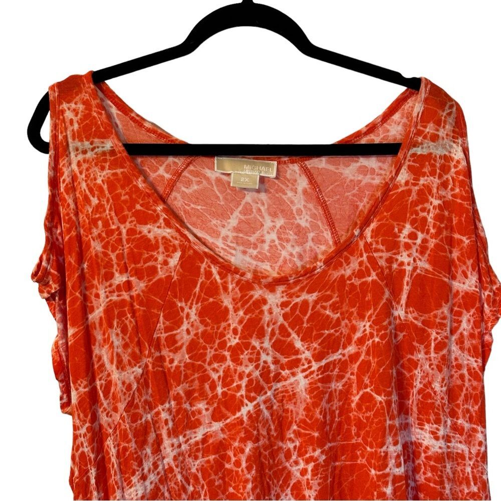 Michael Kors Top Orange Tie Dye Short Sleeve Sz 2X